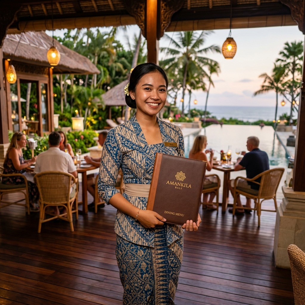 Bali gig workers smiling at beachfront resort